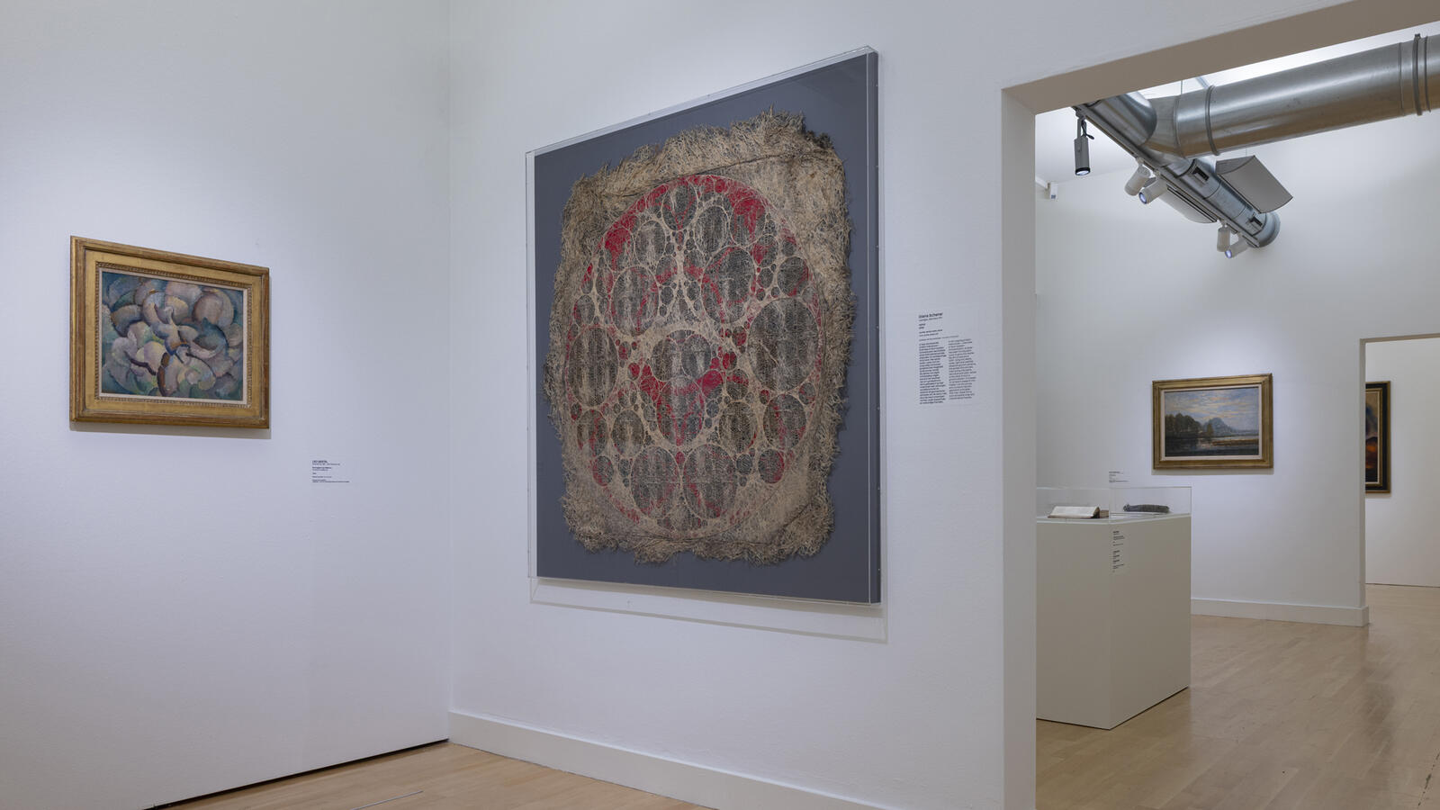 kunstwerk van gedroogde plantenwortels Diana Scherer aan de muur