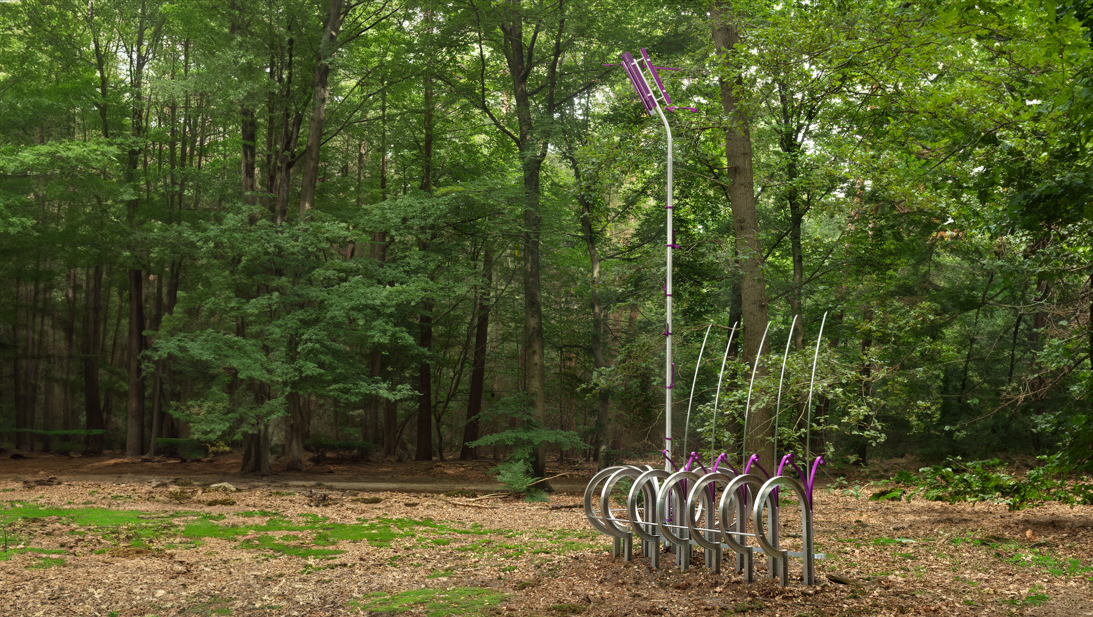 Faithful Folly 2023 – Aluminum, painted aluminum and stainless steel on the back - 600x300x190cm - In opdracht van Lustwarande for Eartheaters 2023.